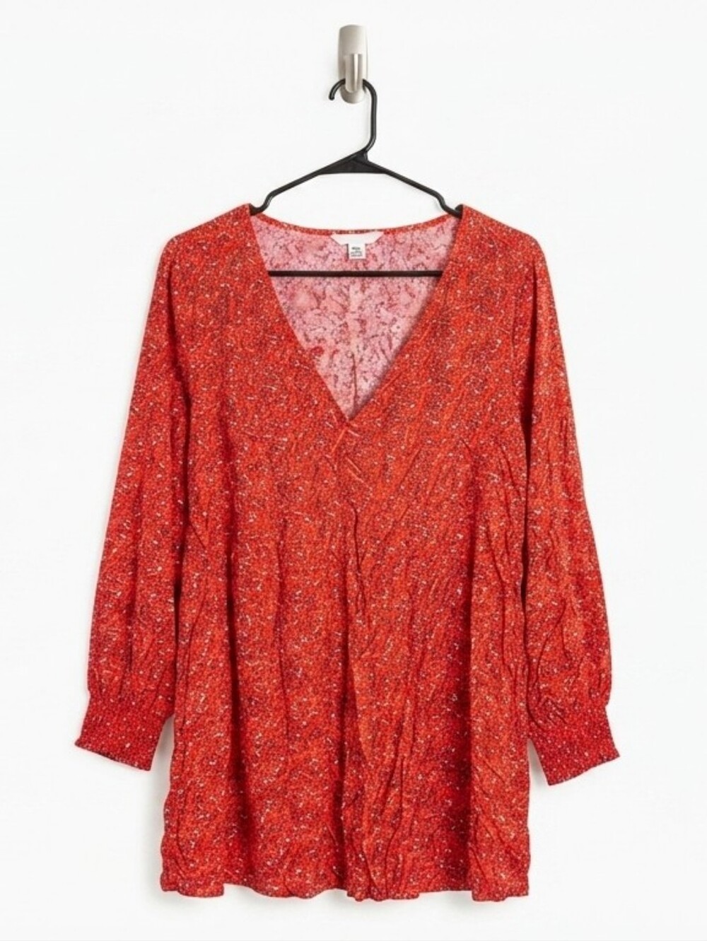 Old Navy Women's Large Coral Floral V-Neck Long Sleeve Blouse Tunic